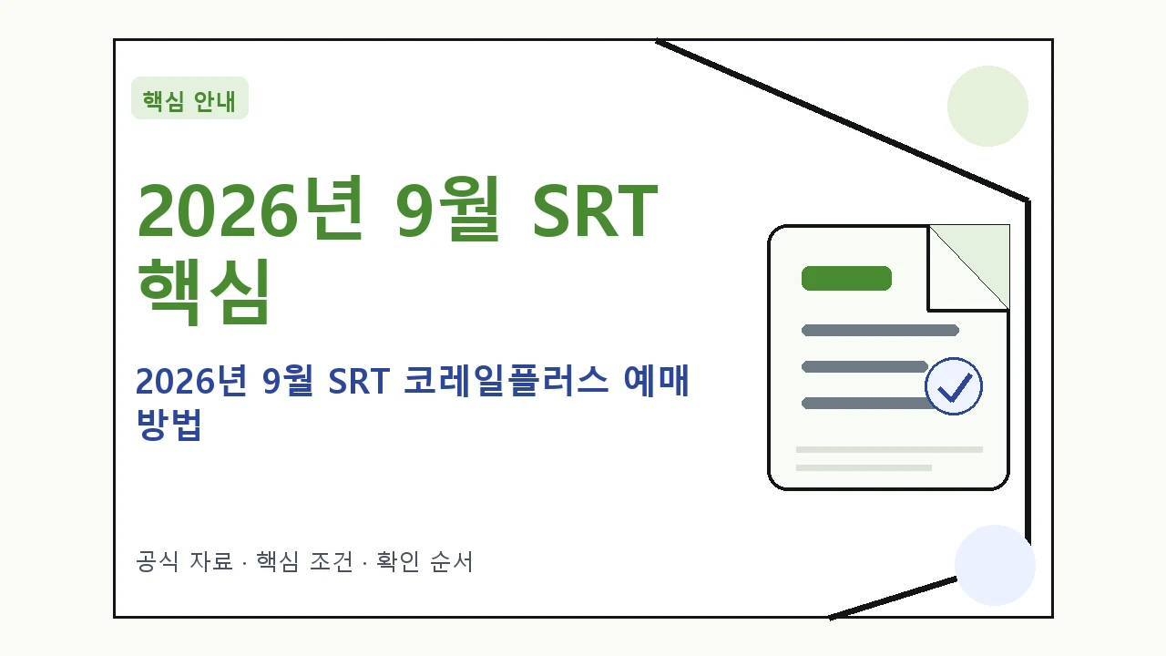2026년 9월 SRT 코레일플러스 예매 방법 핵심 기준을 정리한 안내형 대표 이미지