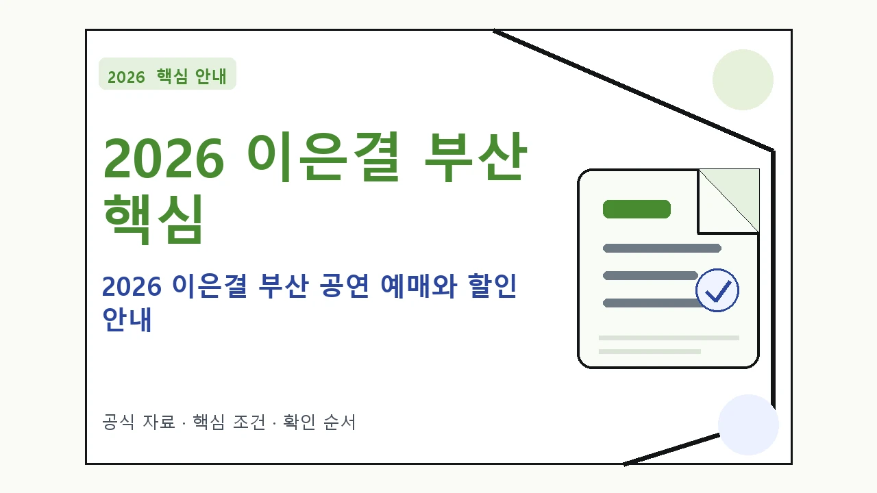 2026 이은결 부산 공연 예매와 할인 안내｜대상·절차·비용과 주의사항