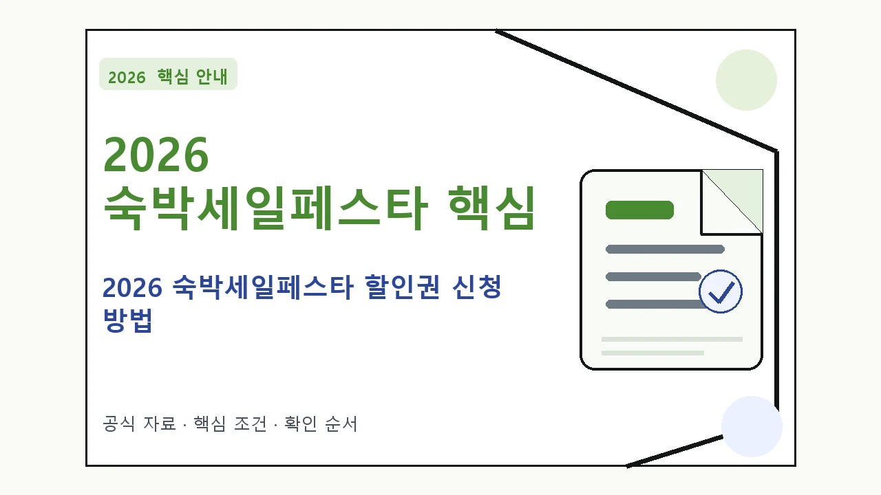 2026 숙박세일페스타 할인권 신청 방법 핵심 기준을 정리한 안내형 대표 이미지