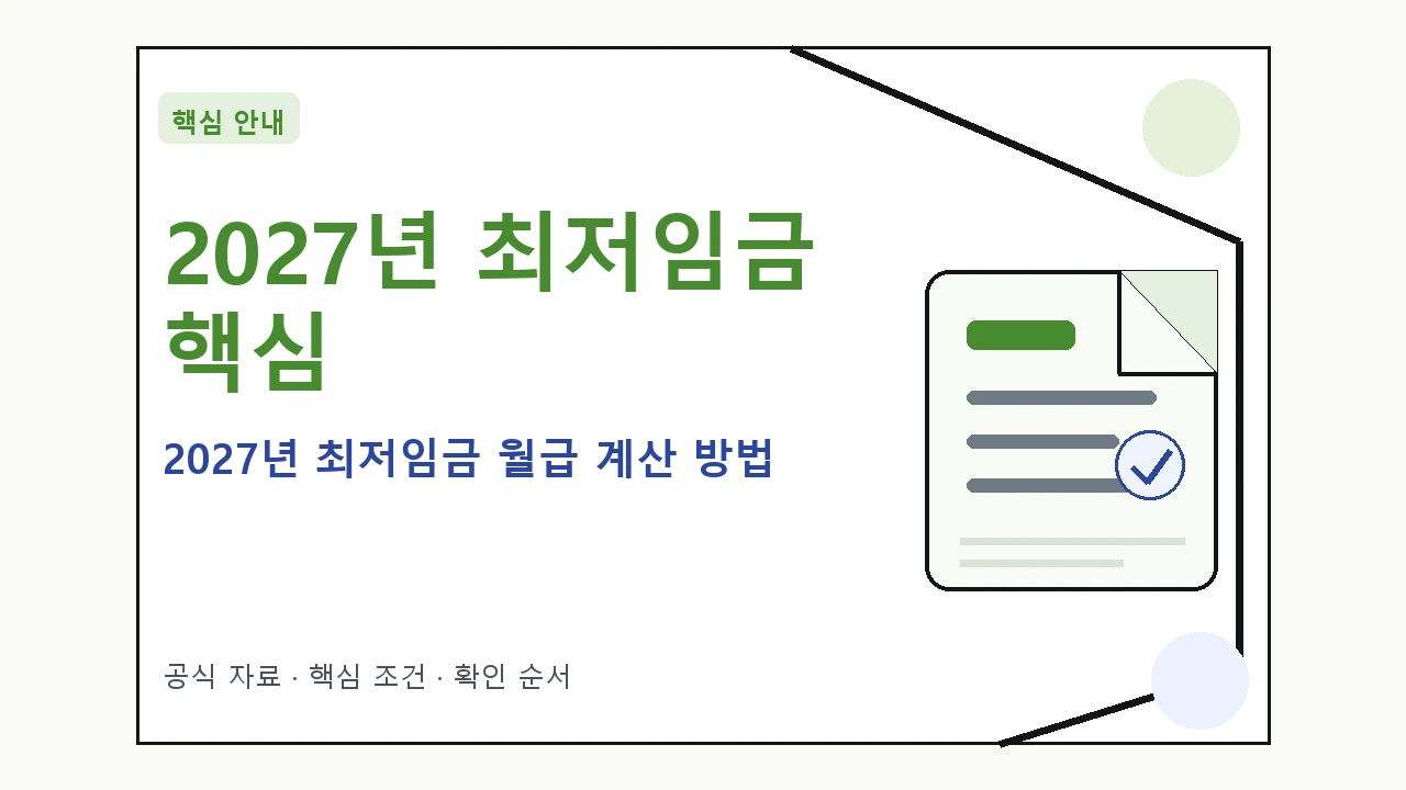 2027년 최저임금 월급 계산 방법｜대상·절차·비용과 주의사항