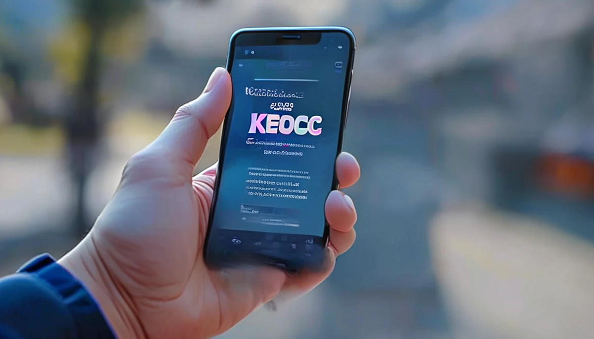 스마트폰 화면에 KEOCC라는 글자가 보이는 모습