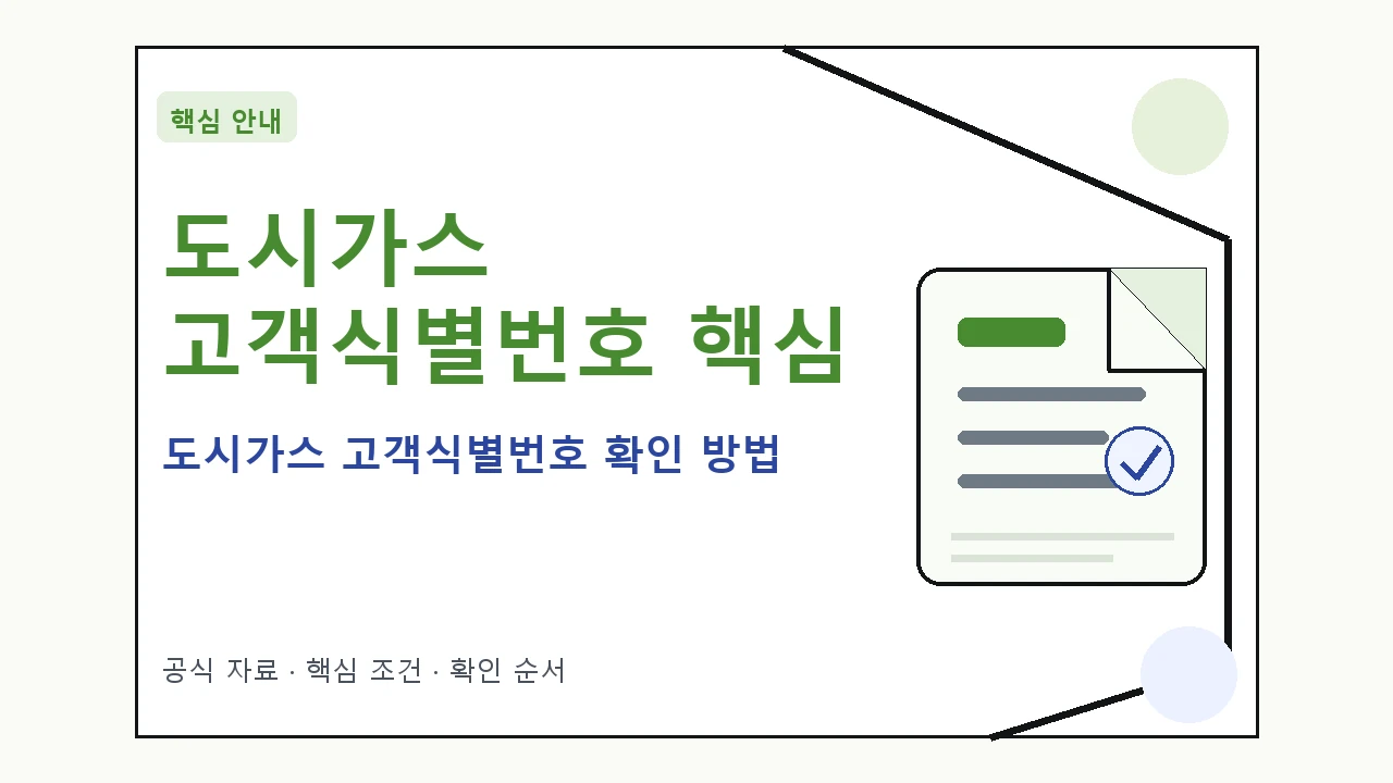 도시가스 고객식별번호 확인 방법 핵심 기준을 정리한 안내형 대표 이미지