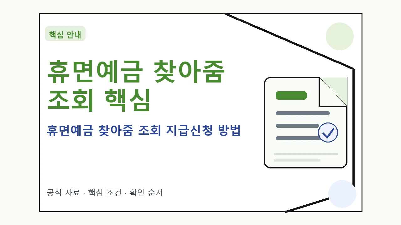 휴면예금 찾아줌 조회 지급신청 방법｜대상·절차·비용과 주의사항