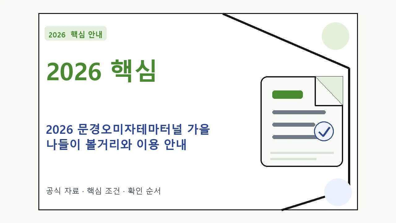 2026 문경오미자테마터널 가을 나들이 볼거리와 이용 안내｜대상·절차·비용과 주의사항