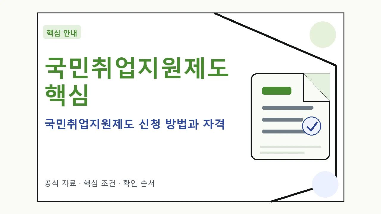 국민취업지원제도 신청 방법과 자격 핵심 기준을 정리한 안내형 대표 이미지