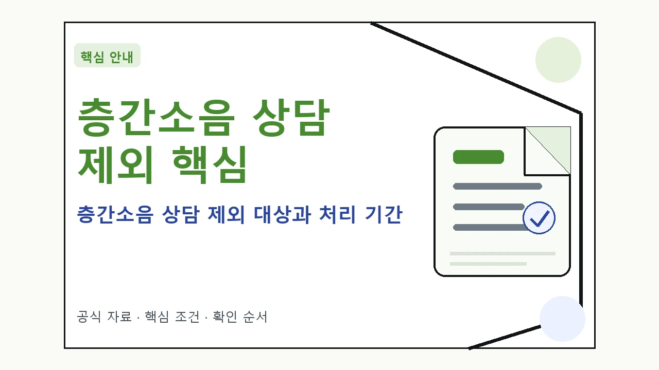층간소음 상담 제외 대상과 처리 기간 핵심 기준을 정리한 안내형 대표 이미지