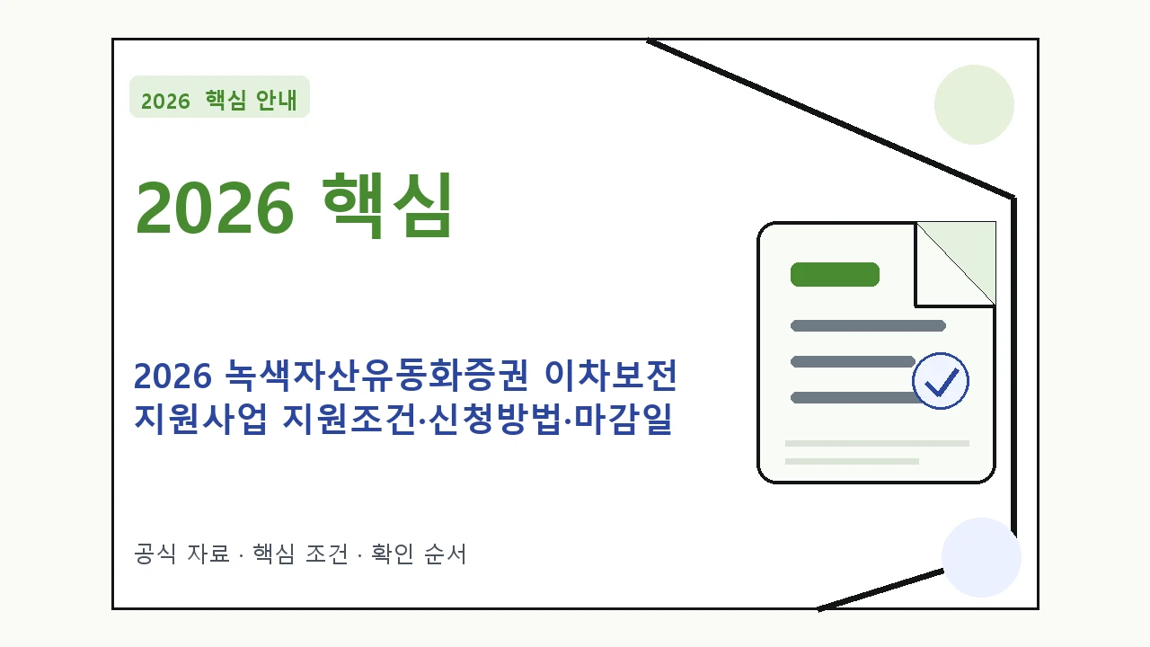 2026 녹색자산유동화증권 이차보전 지원사업 지원조건·신청방법·마감일