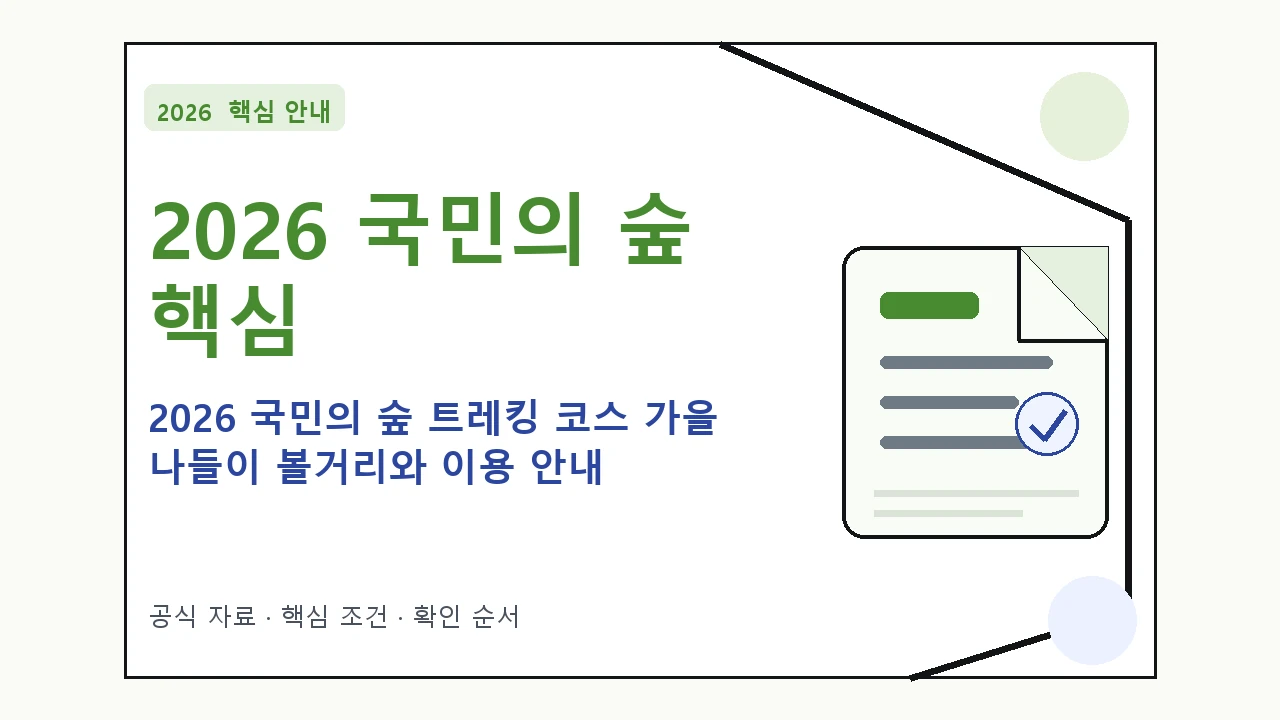 2026 국민의 숲 트레킹 코스 가을 나들이 볼거리와 이용 안내 핵심 기준을 정리한 안내형 대표 이미지