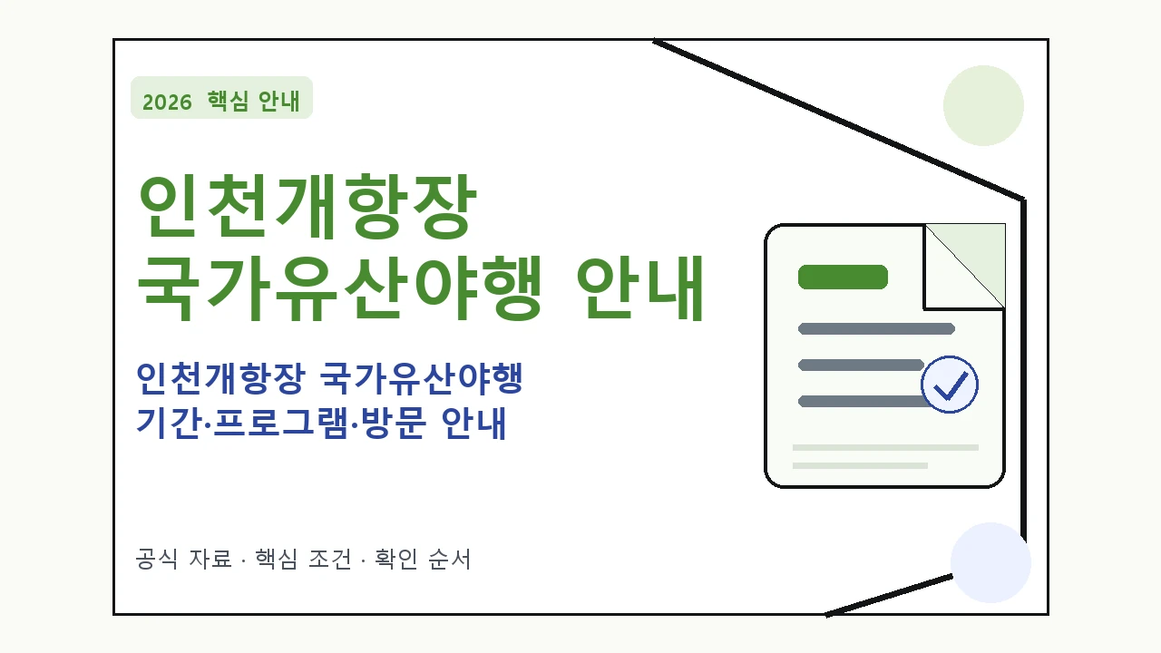 2026 인천개항장 국가유산야행 기간·프로그램·방문 안내