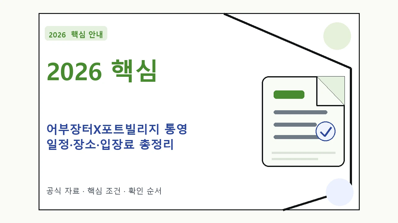 2026 어부장터X포트빌리지 통영 일정·장소·입장료 총정리｜대상·절차·비용과 주의사항